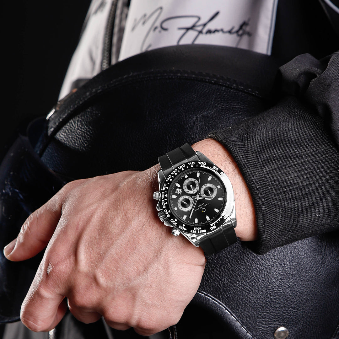 Carlington Nitro Analog Chronograph Men’s Polyurethane Strap Wrist Watch | Quartz Movement | Water & Shock Resistant Watch for Men | Casual & Formal Wear - CT_8054