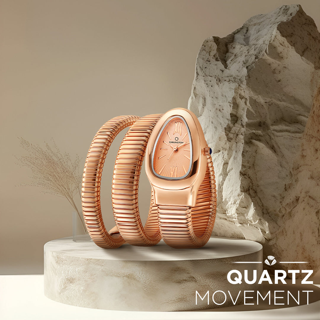 Carlington Elegant Snake Band Analog Women's Watch – Premium Stainless Steel Strap, Oval Designer Dial, Water-Resistant Ladies Watch for Party & Casual Wear Premium Gift Watch for Women