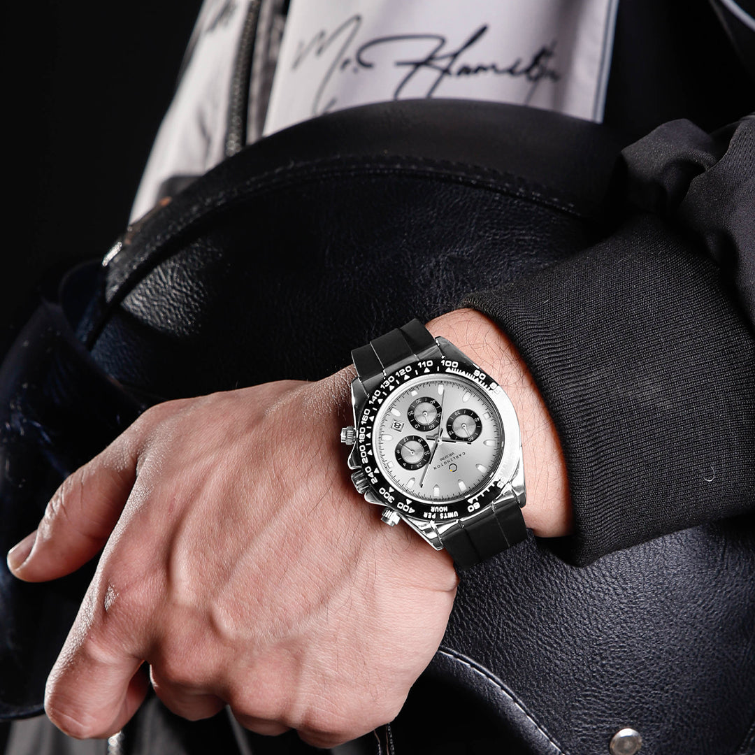 Carlington Nitro Analog Chronograph Men’s Polyurethane Strap Wrist Watch | Quartz Movement | Water & Shock Resistant Watch for Men | Casual & Formal Wear - CT_8054