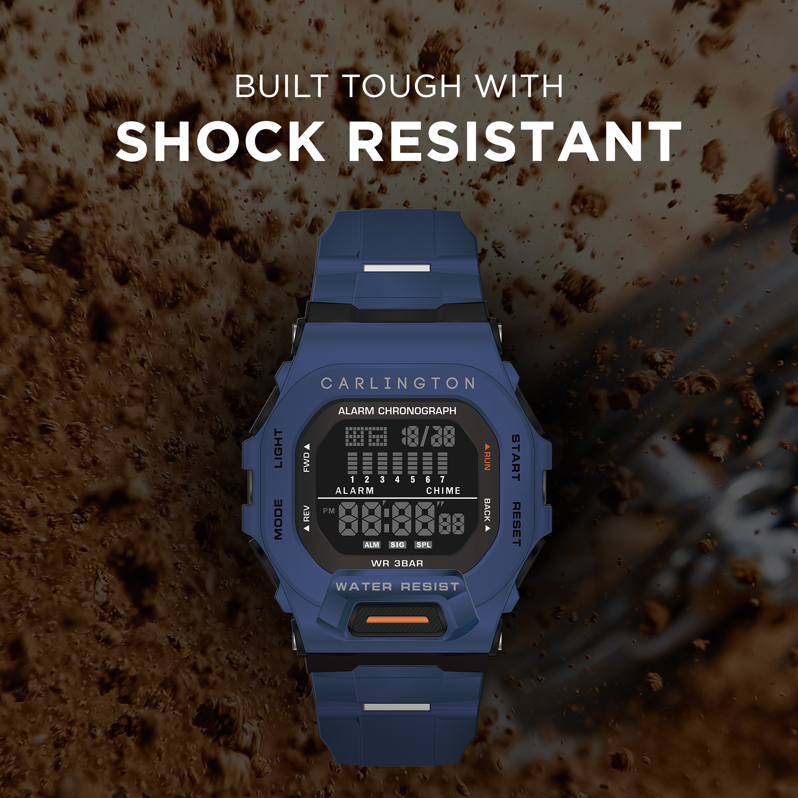 Endurance Series Men Digital Black Dial Silicone Strap Sports Watch CT_2106
