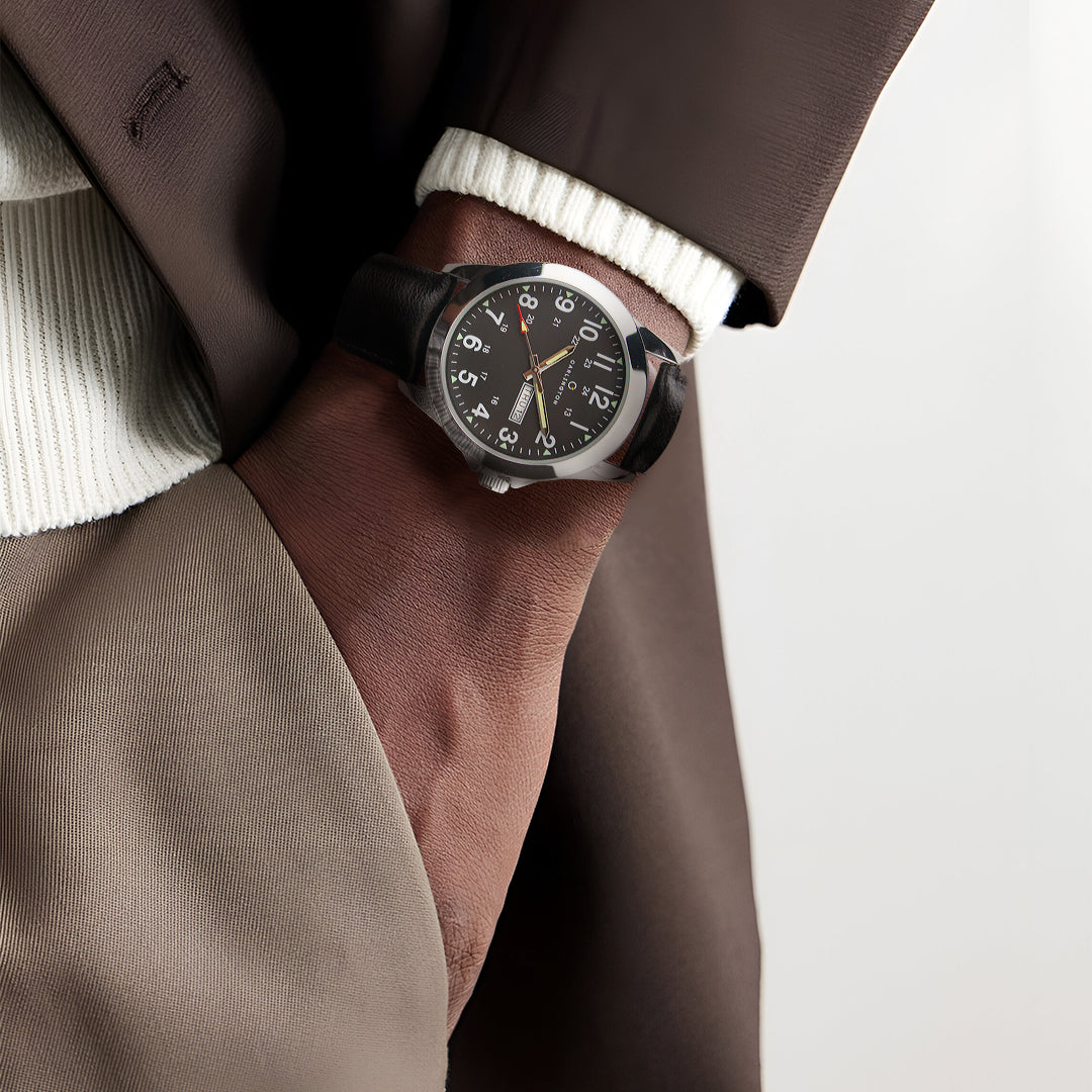 Carlington Aristocrat Series Analog Day & Date Watches for Men with Premium Leather Strap - CT 1073