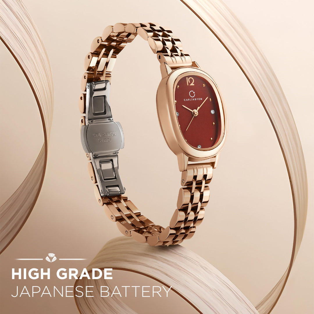 Carlington Diva Series Analog Women Wrist Watches with Stainless Steel Chain Strap | Premium Fashion Watches for Ladies | CT - 105