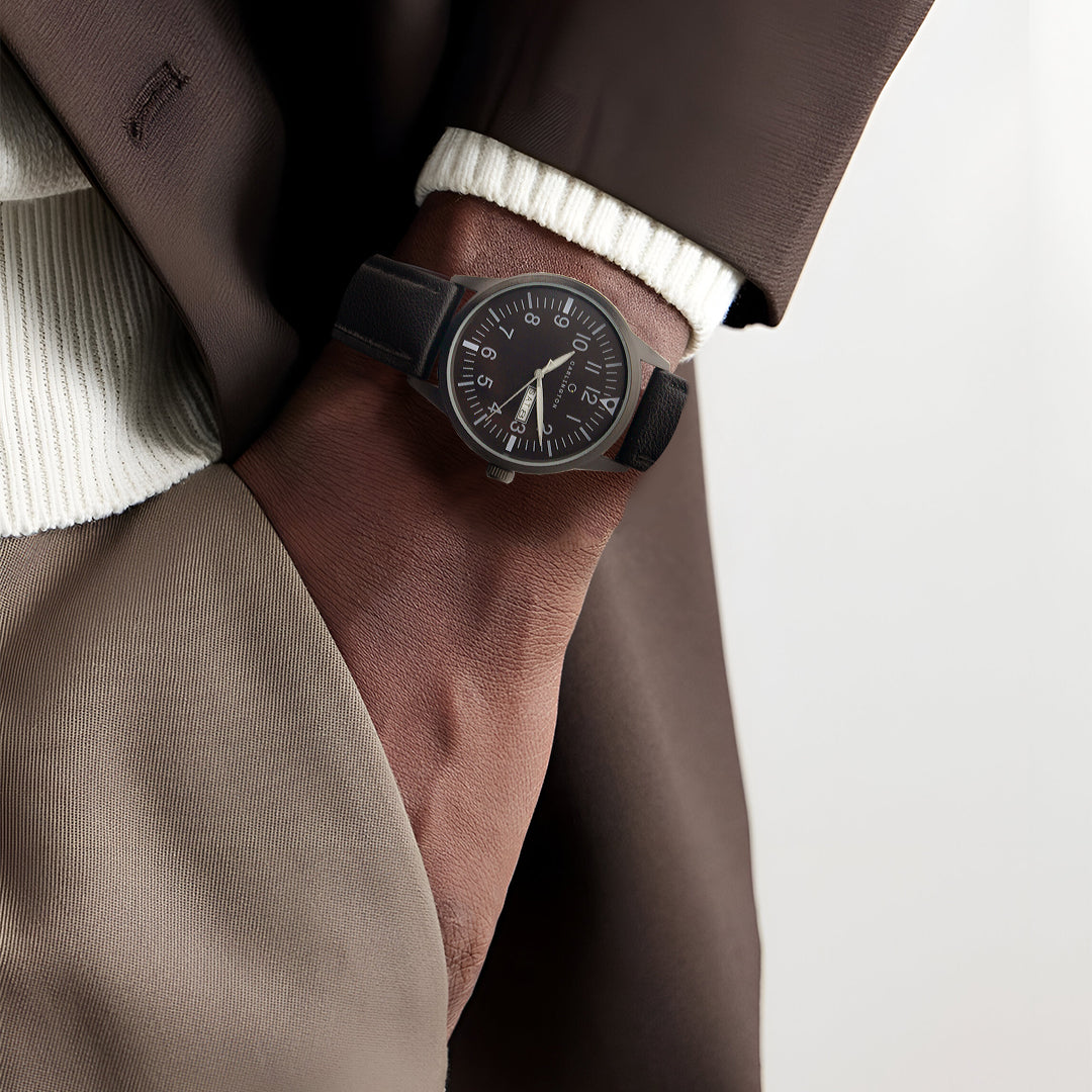 Carlington Aristocrat Series Analog Day & Date Watches for Men with Premium Leather Strap - CT 1074