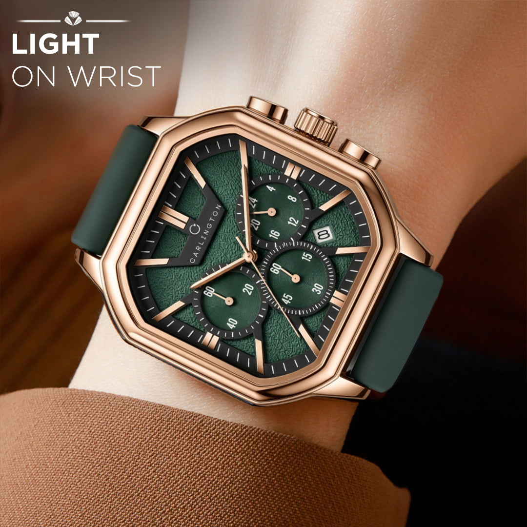 Carlington ASTRO 053 Geodetic Green – Premium Men's Chronograph-Style Analog Quartz Watch