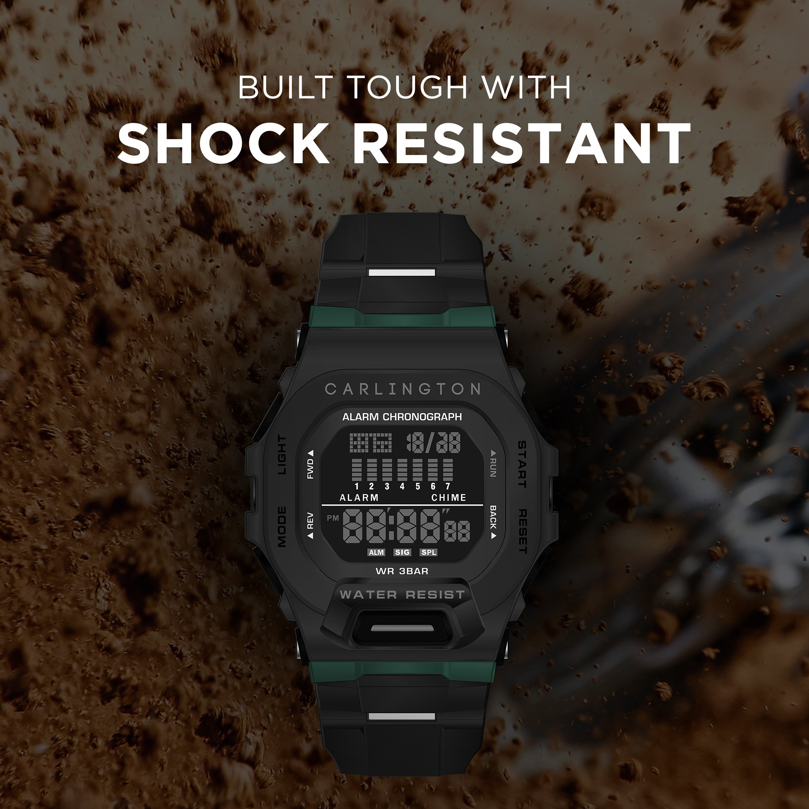 Carlington Digital Sports Watch, Dual Time, Alarm, Calendar, Stopwatch, Water-Resistant, Shock-Resistant, Back Light Display. The Perfect Watch for Men - CT 2106