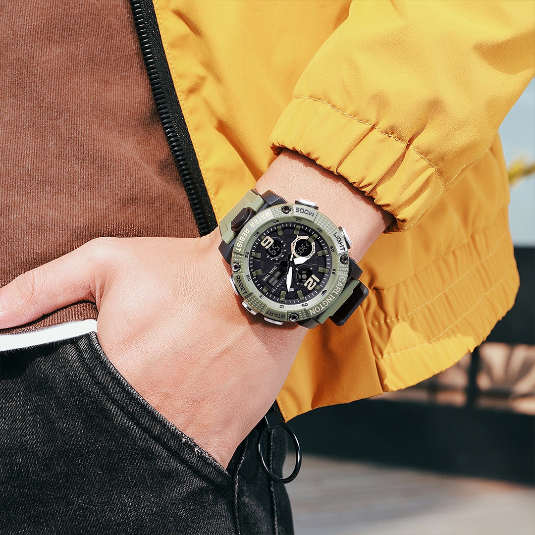 Carlington Velocity Series Analog-Digital Sports Watches for Men and Boys with Alarm, Stopwatch, Backlit Display, Dualtime, Silicone Rubber Strap, Water & Shock Resiatant - CT_8039