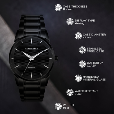 All black online stainless steel watches