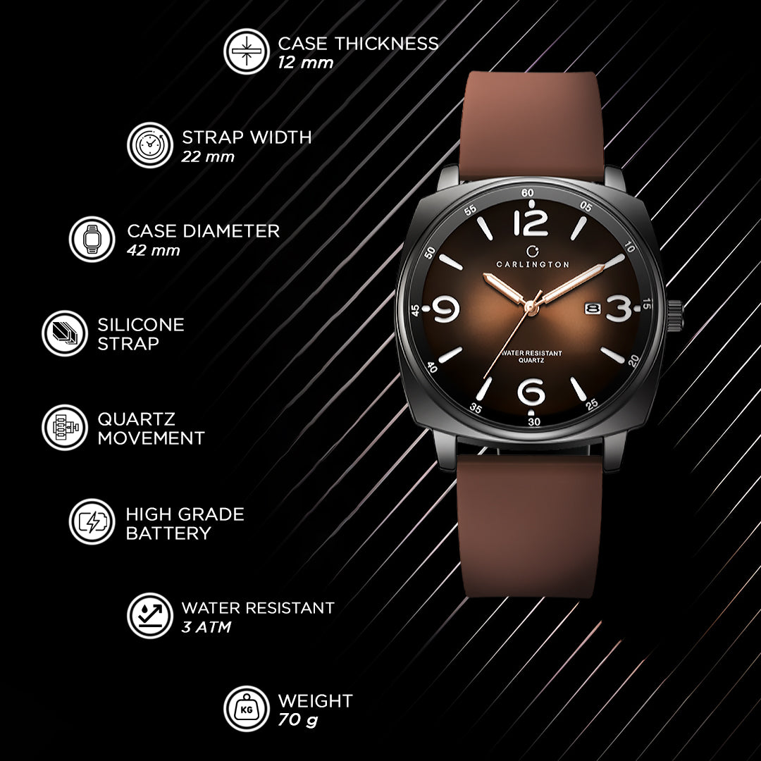 Carlington ASTRO 054 Subdued Brown – Premium Men's Chronograph-Style Analog Quartz Watch