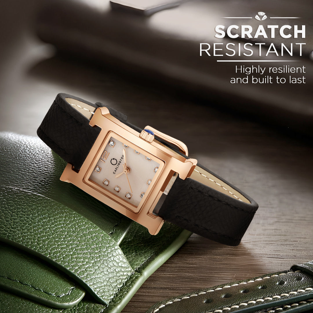 Carlington Aura Series Analog Women Wrist Watches with Premium Leather Belt Strap | Premium Fashion Watches for Ladies | CT - 203