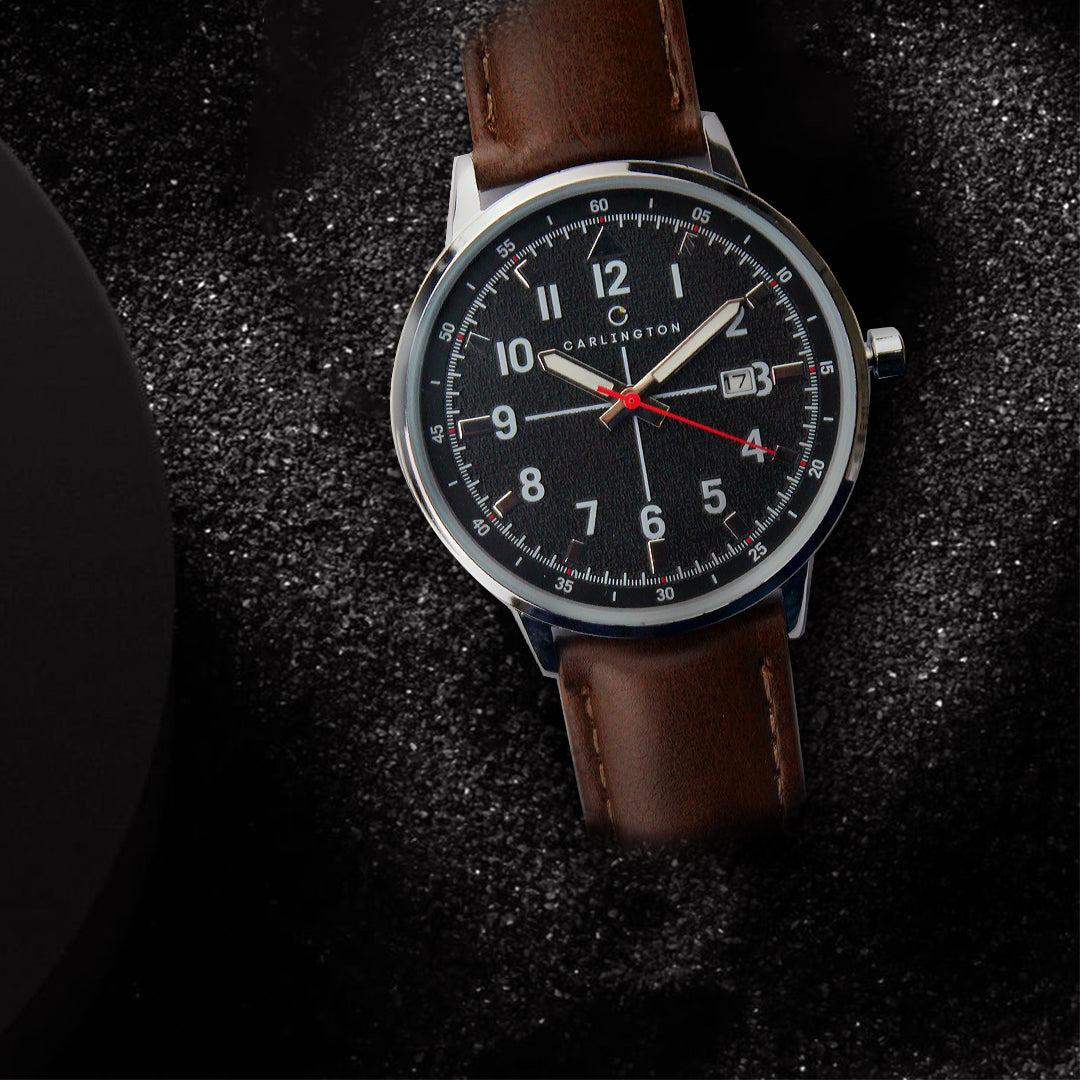 Carlington Aristocrat Series Analog Date Watches for Men with Premium Leather Strap - CT 1075