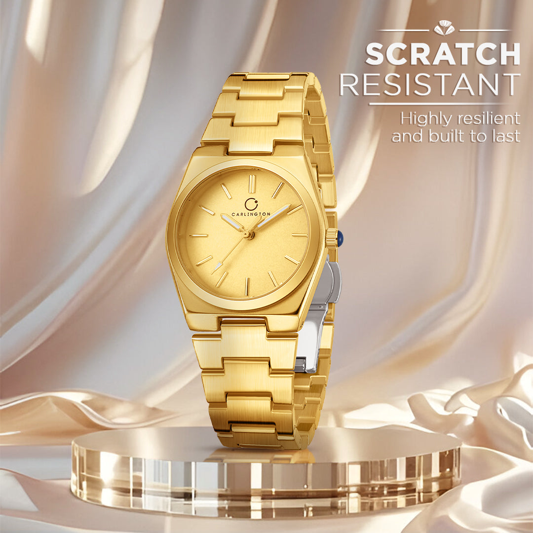 Carlington Diva Series Analog Women Wrist Watches with Stainless Steel Chain Strap | Premium Fashion Watches for Ladies | CT - 101