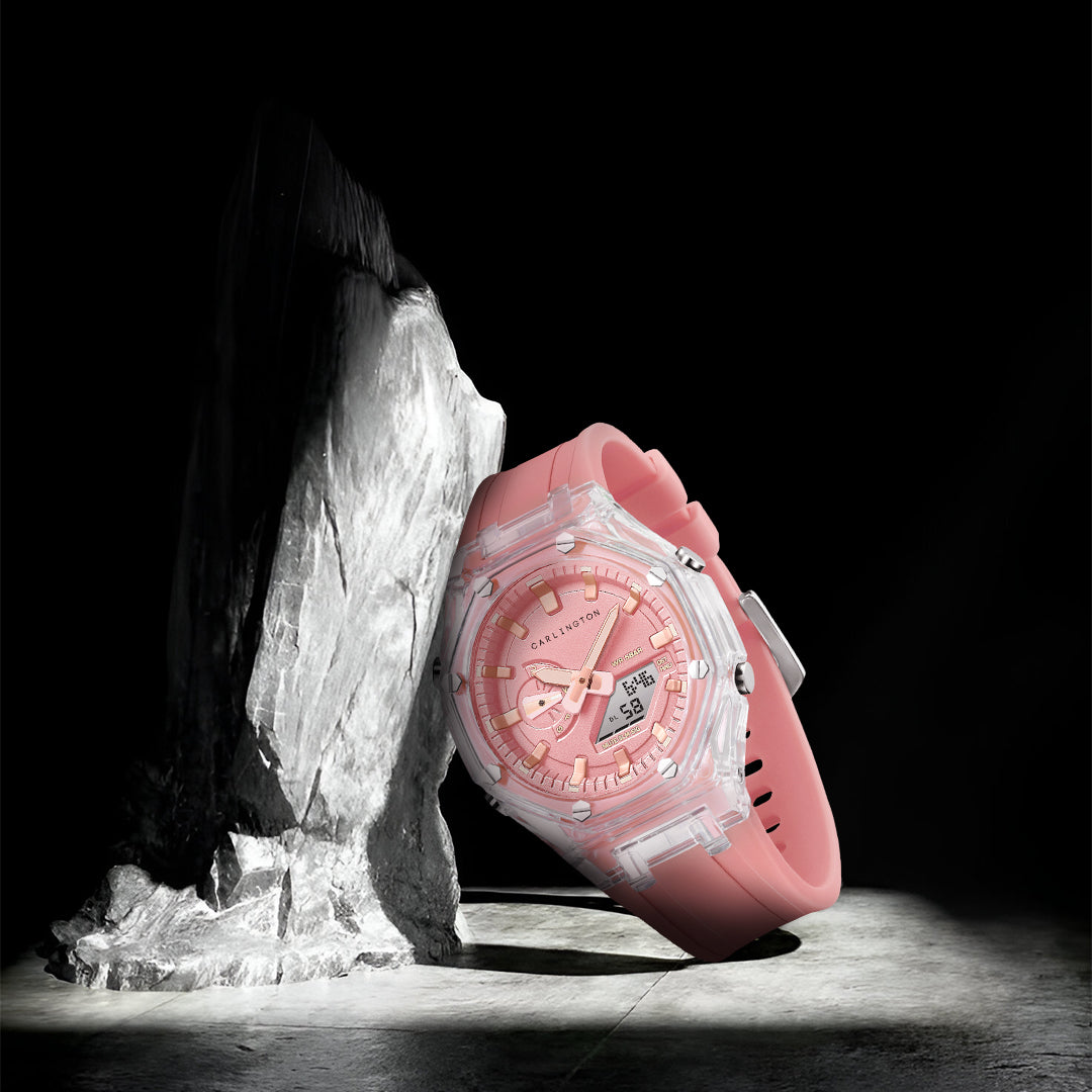 Carlington Velocity Series Analog-Digital Sports Watches for Women and Girls with Alarm, Stopwatch, Backlit Display, Dualtime, Silicone Rubber Strap, Water &amp; Shock Resiatant - CT_8088