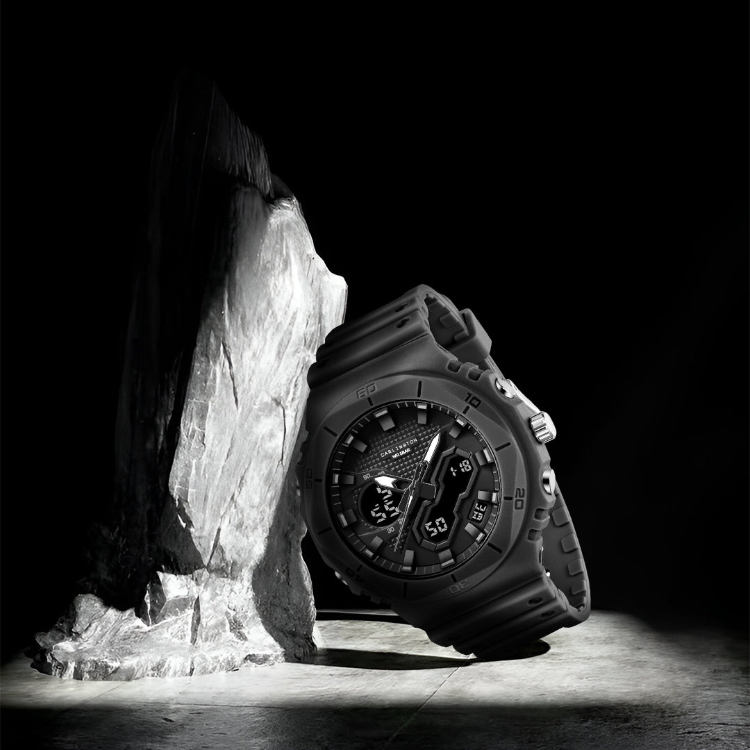 Carlington Velocity Series Analog-Digital Sports Watches for Men and Boys with Alarm, Stopwatch, Backlit Display, Dualtime, Silicone Rubber Strap, Water & Shock Resiatant - CT_8120