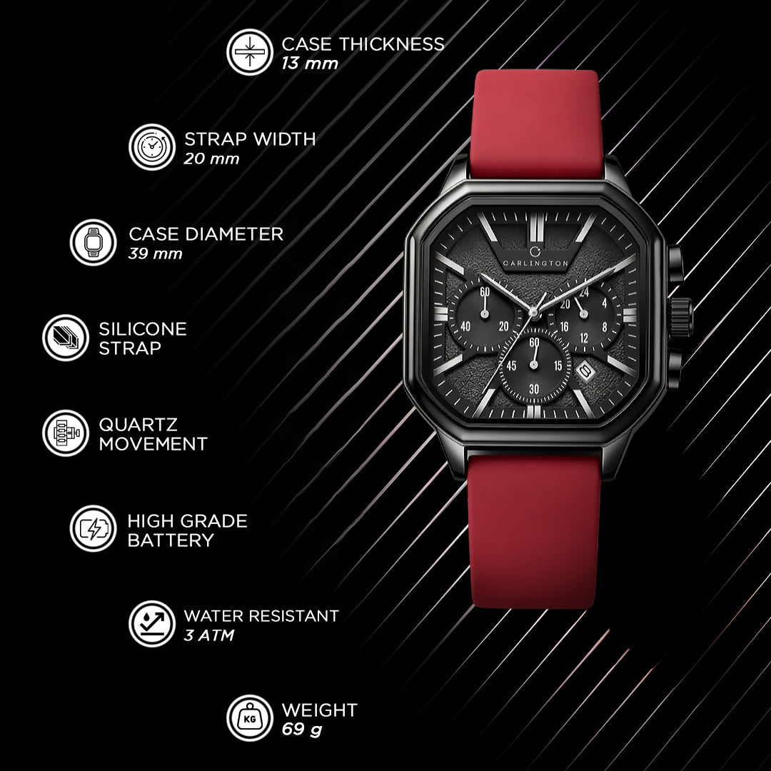 Carlington ASTRO 053 Fashion Red – Premium Men's Chronograph-Style Analog Quartz Watch