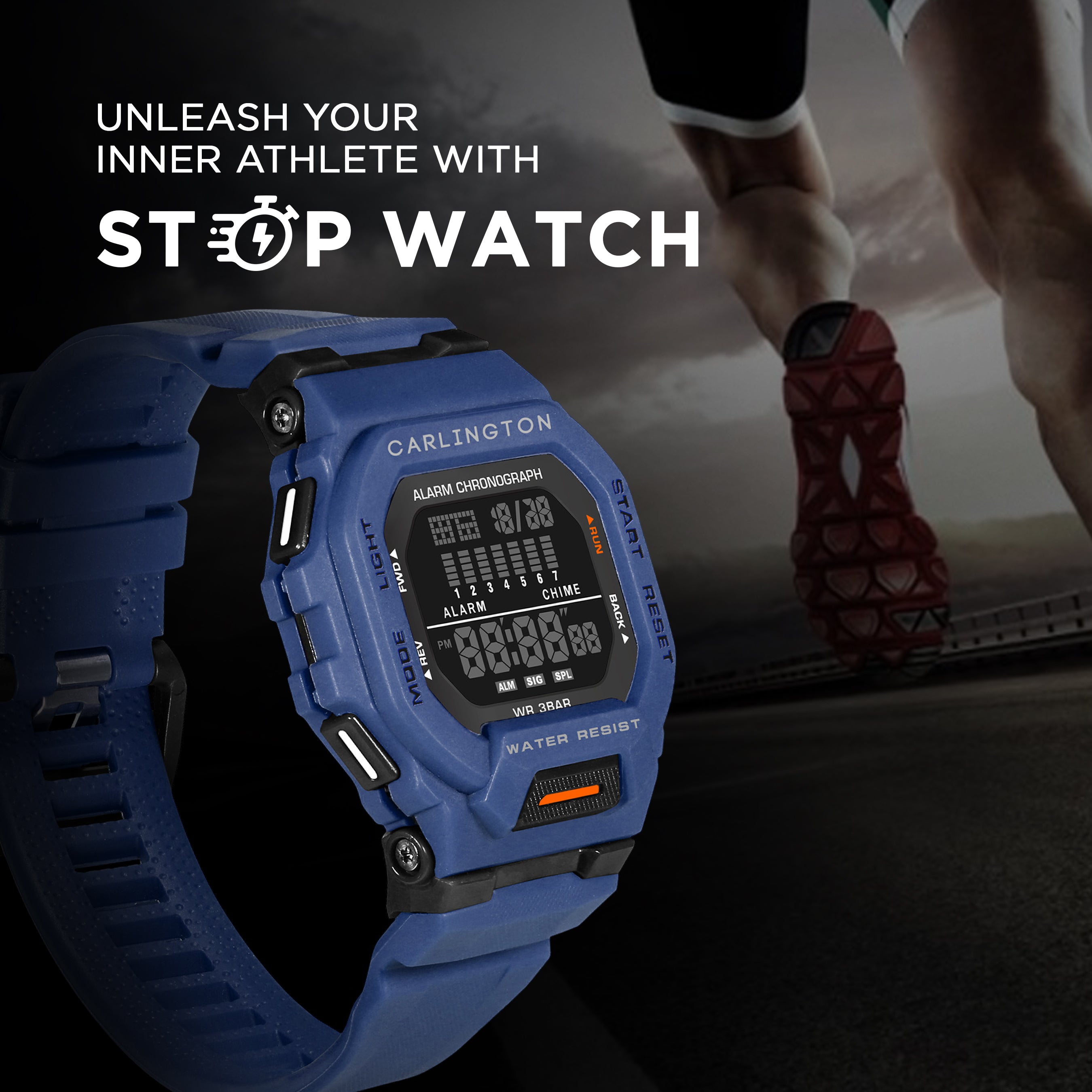 Endurance Series Men Digital Black Dial Silicone Strap Sports Watch CT_2106
