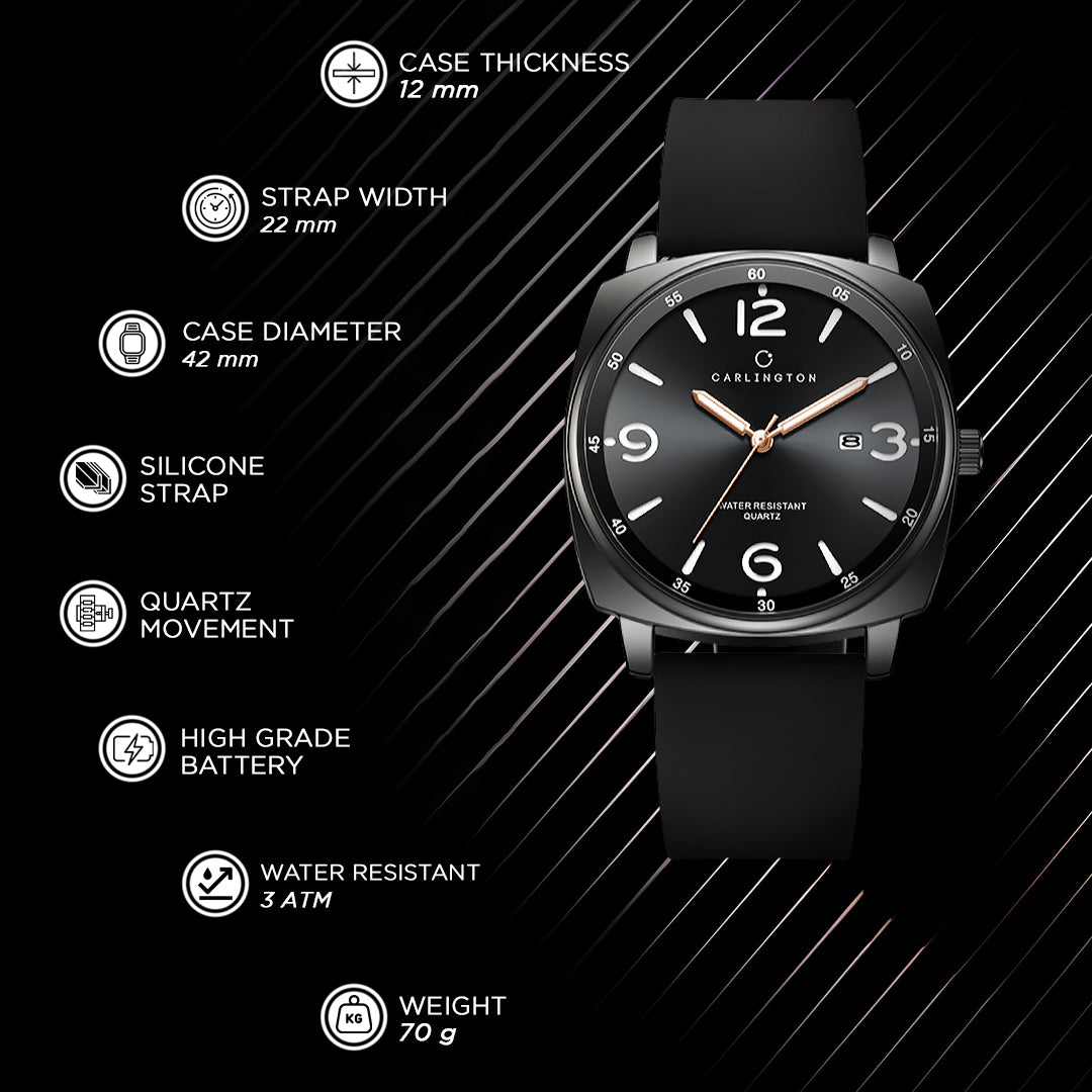 Carlington ASTRO 054 Premium Black – Premium Men's Chronograph-Style Analog Quartz Watch