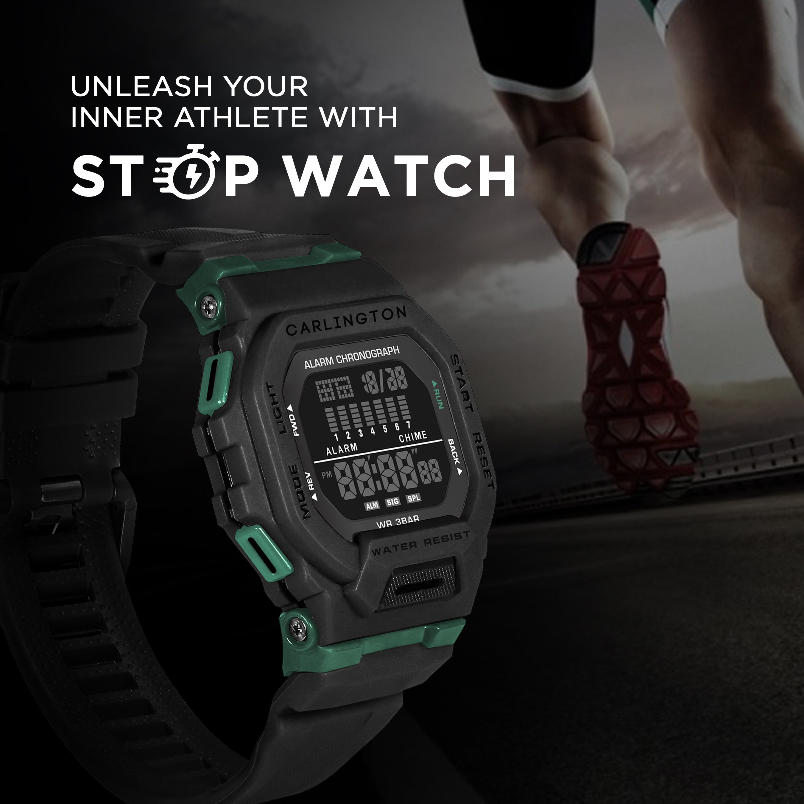 Carlington Digital Sports Watch, Dual Time, Alarm, Calendar, Stopwatch, Water-Resistant, Shock-Resistant, Back Light Display. The Perfect Watch for Men - CT 2106