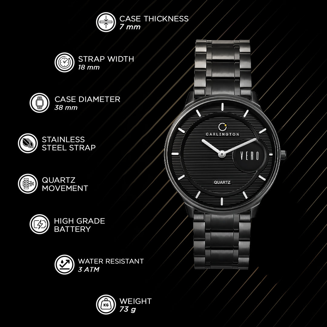 Carlington Vero Series Slim Analog Wrist Watches Stainless Steel Strap for Men CT1122