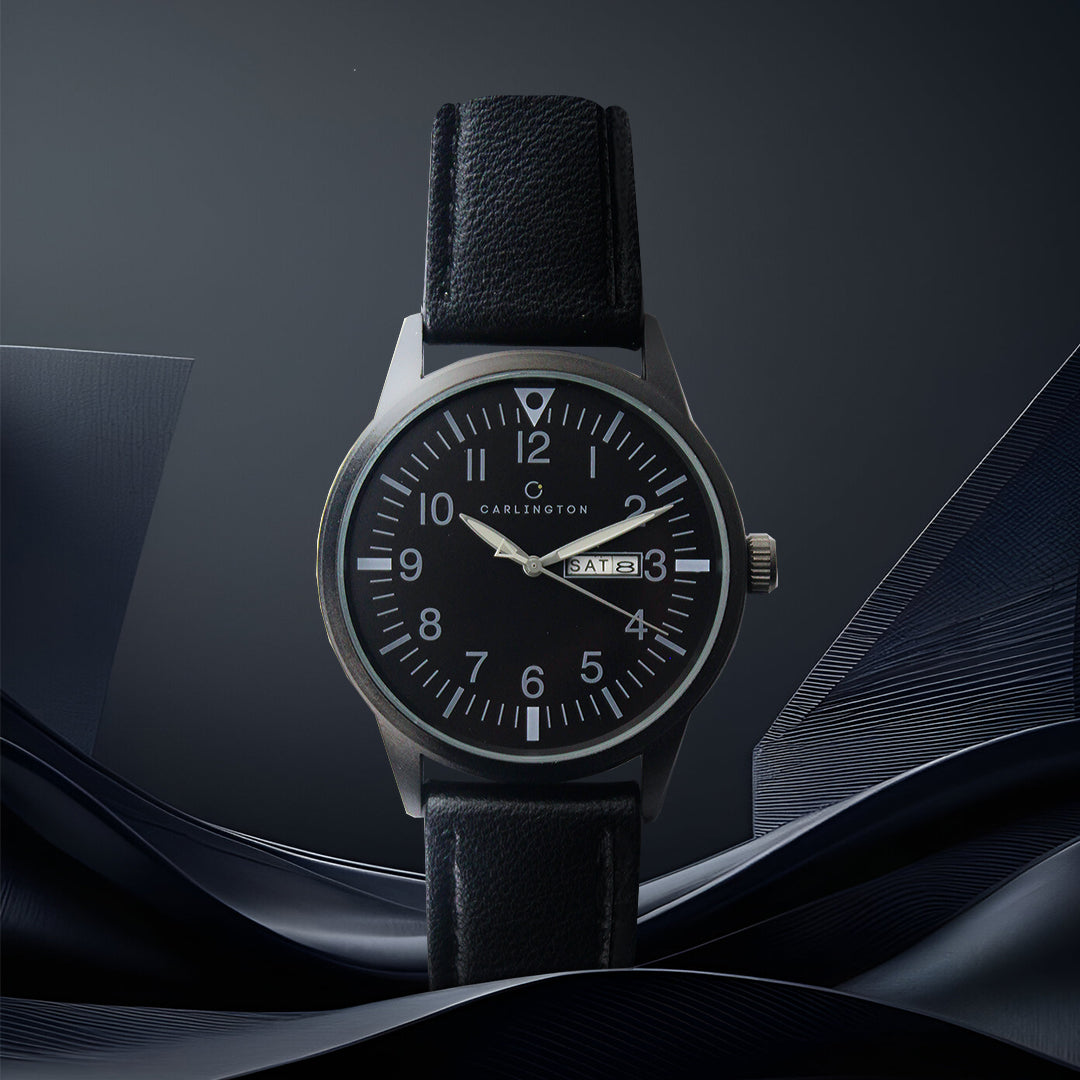 Carlington Aristocrat Series Analog Day & Date Watches for Men with Premium Leather Strap - CT 1074