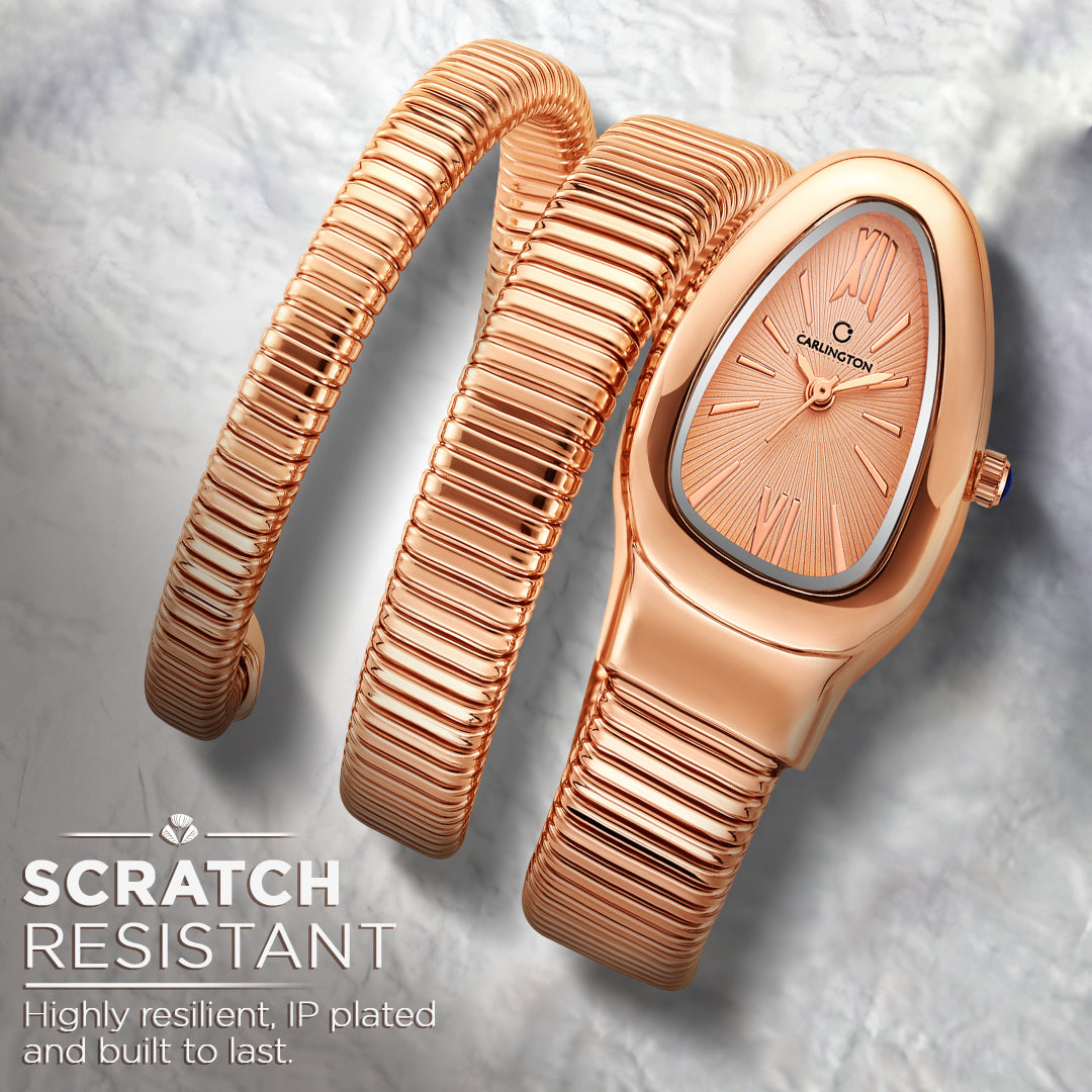 Carlington Elegant Snake Band Analog Women's Watch – Premium Stainless Steel Strap, Oval Designer Dial, Water-Resistant Ladies Watch for Party & Casual Wear Premium Gift Watch for Women