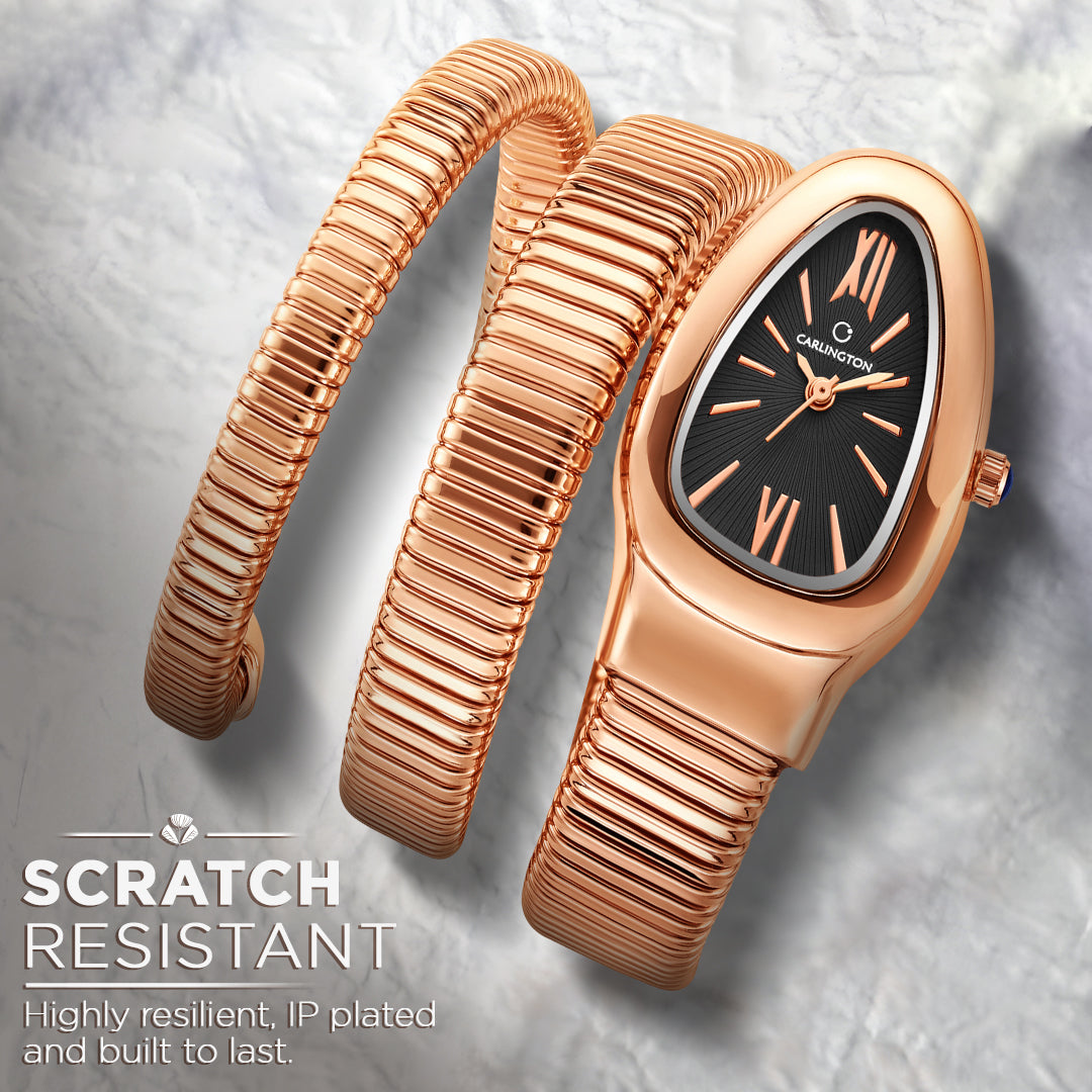 Carlington Elegant Snake Band Analog Women's Watch – Premium Stainless Steel Strap, Oval Designer Dial, Water-Resistant Ladies Watch for Party & Casual Wear Premium Gift Watch for Women