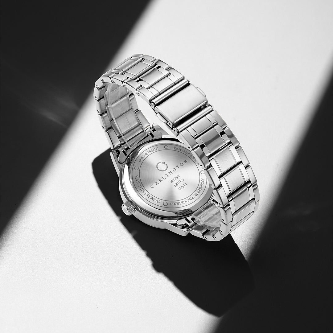 Carlington Nitro Analog Men’s Stainless Steel Strap Wrist Watch | Quartz Movement | Water & Shock Resistant Watch for Men | Casual & Formal Wear - CT_9254