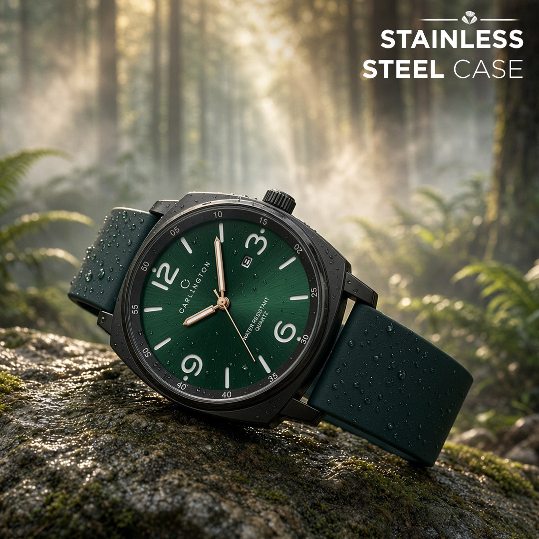 Carlington ASTRO 054 Geodetic Green – Premium Men's Chronograph-Style Analog Quartz Watch