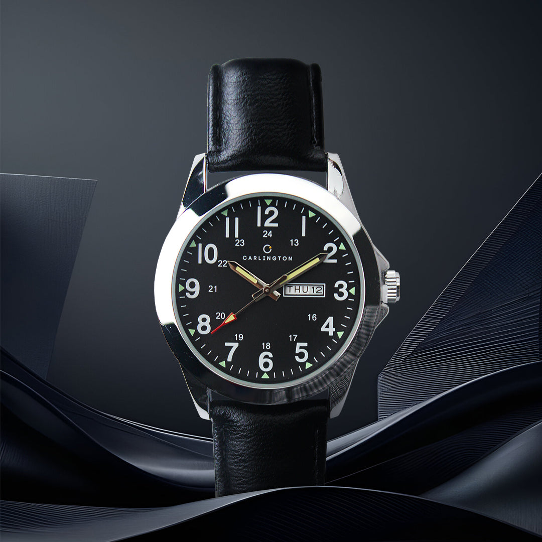 Carlington Aristocrat Series Analog Day & Date Watches for Men with Premium Leather Strap - CT 1073