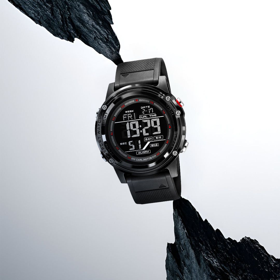 Carlington Velocity Series Analog-Digital Sports Watches for Men and Boys with Alarm, Stopwatch, Backlit Display, Dualtime, Silicone Rubber Strap, Water & Shock Resiatant - CT_8125