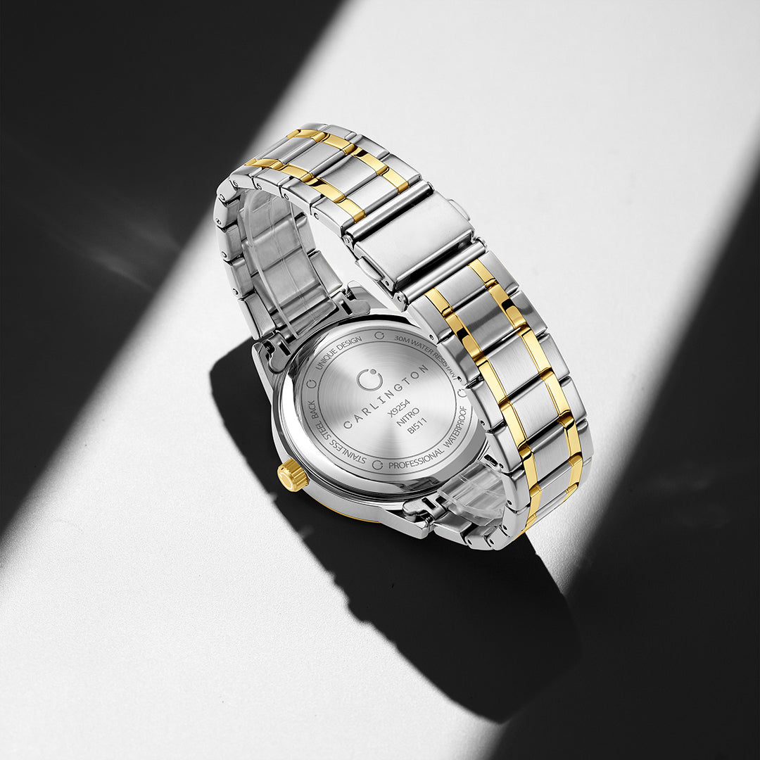 Carlington Nitro Analog Men’s Stainless Steel Strap Wrist Watch | Quartz Movement | Water & Shock Resistant Watch for Men | Casual & Formal Wear - CT_9254