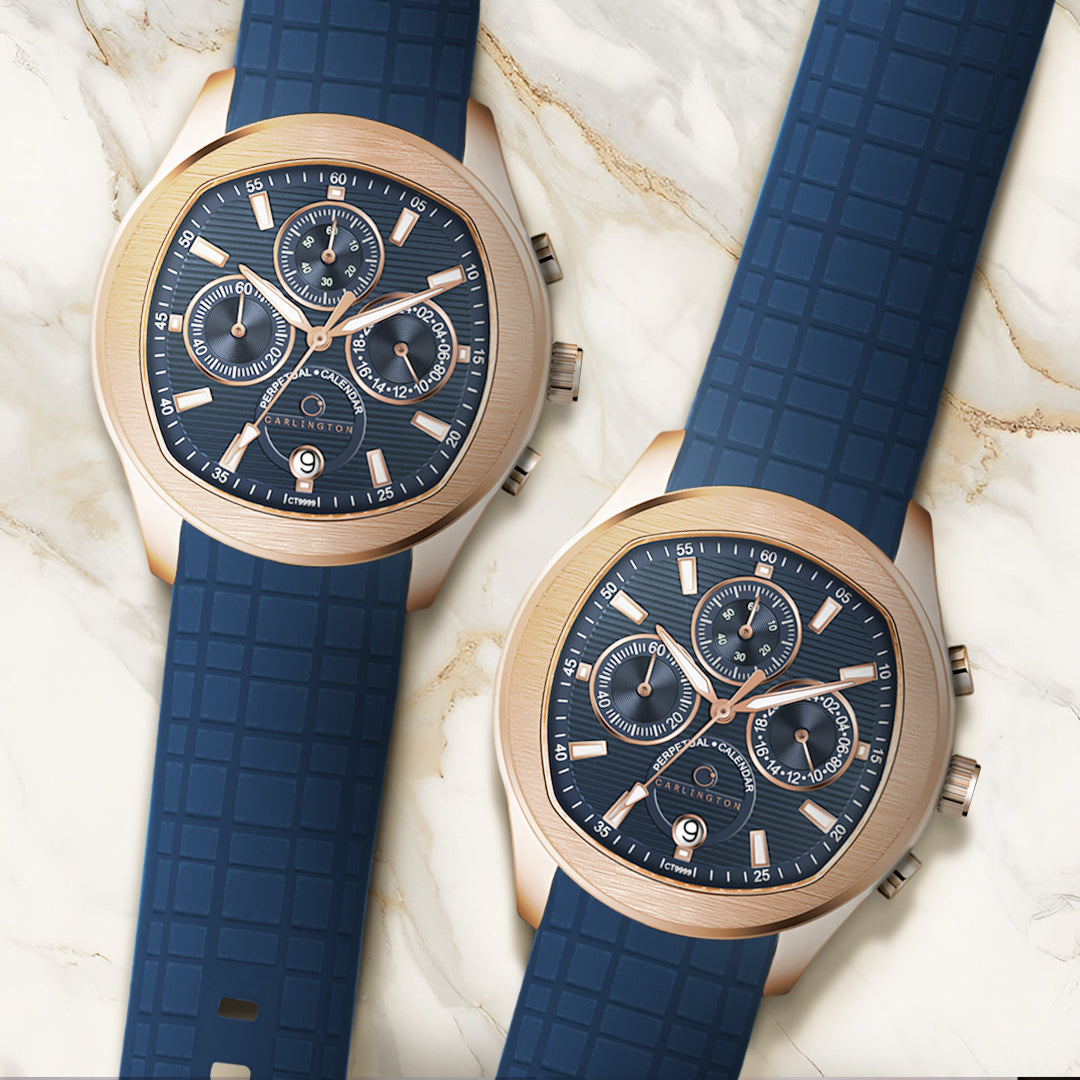 Carlington Legacy Series Analog Wrist Watches with Chronograph & Silicone Strap for Men - CT 9999