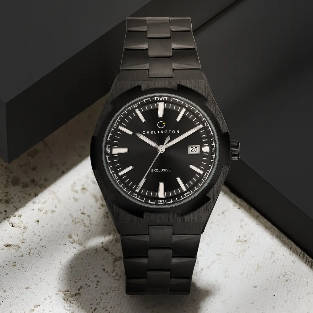 Exclusive Series Men Analog Black Dial Stainless Steel Strap Causal &