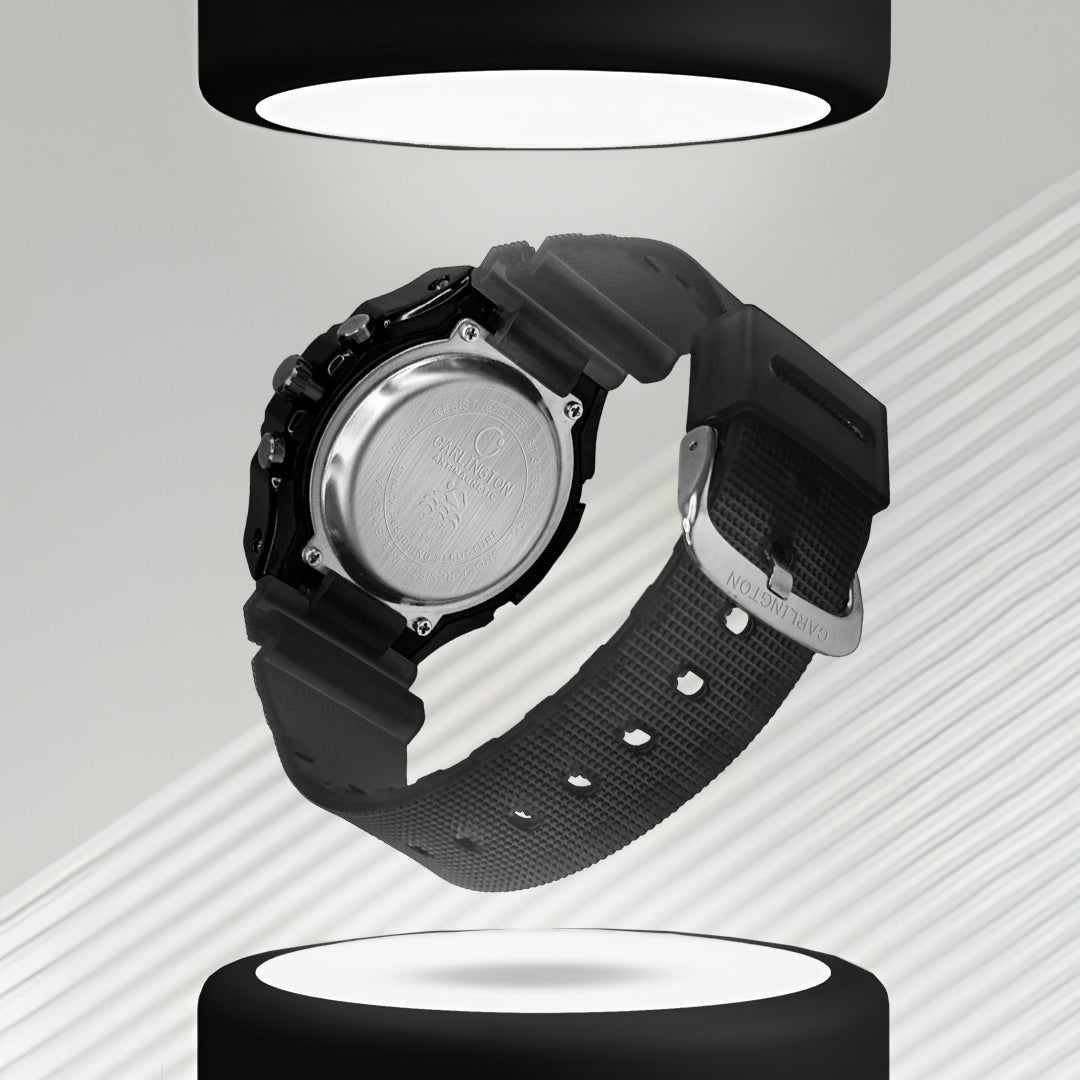 Carlington Velocity Series Analog-Digital Sports Watches for Men and Boys with Alarm, Stopwatch, Backlit Display, Dualtime, Silicone Rubber Strap, Water & Shock Resiatant - CT_8102