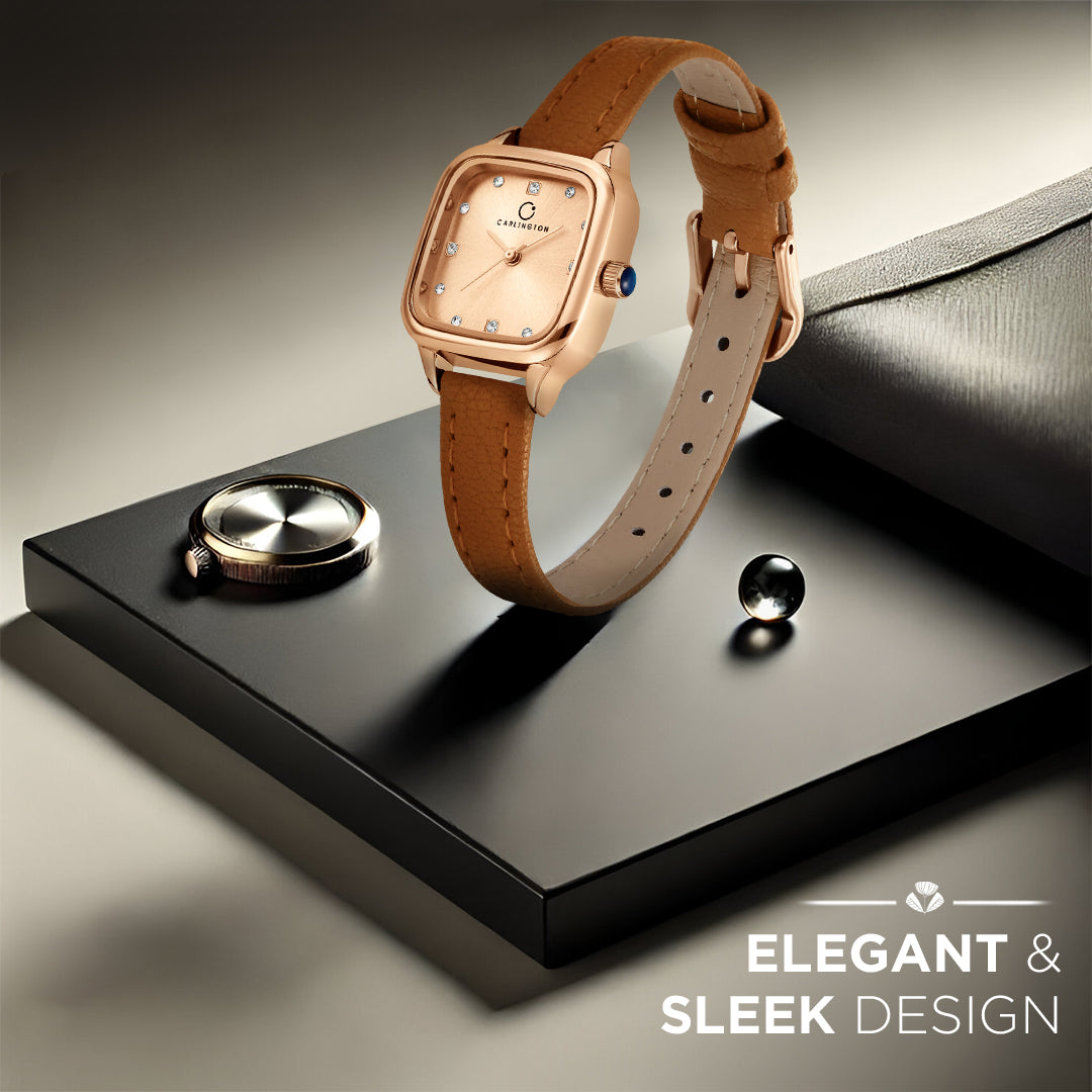 Carlington Aura Series Analog Women Wrist Watches with Premium Leather Belt Strap | Premium Fashion Watches for Ladies | CT - 201