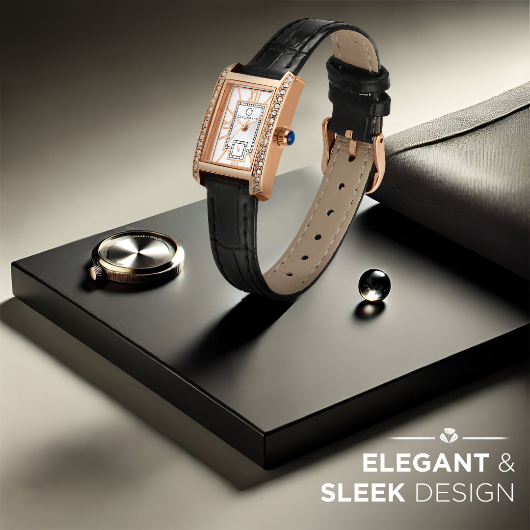 Carlington Aura Series Analog Women Wrist Watches with Premium Leather Belt Strap | Premium Fashion Watches for Ladies | CT - 204