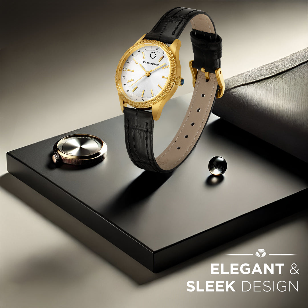 Carlington Aura Series Analog Women Wrist Watches with Premium Leather Belt Strap | Premium Fashion Watches for Ladies | CT - 206