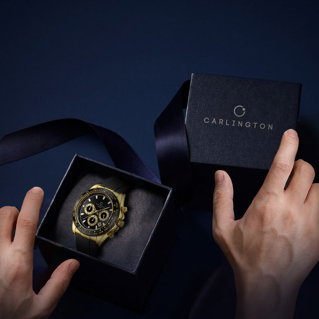 Carlington Nitro Analog Chronograph Men’s Polyurethane Strap Wrist Watch | Quartz Movement | Water & Shock Resistant Watch for Men | Casual & Formal Wear - CT_8054