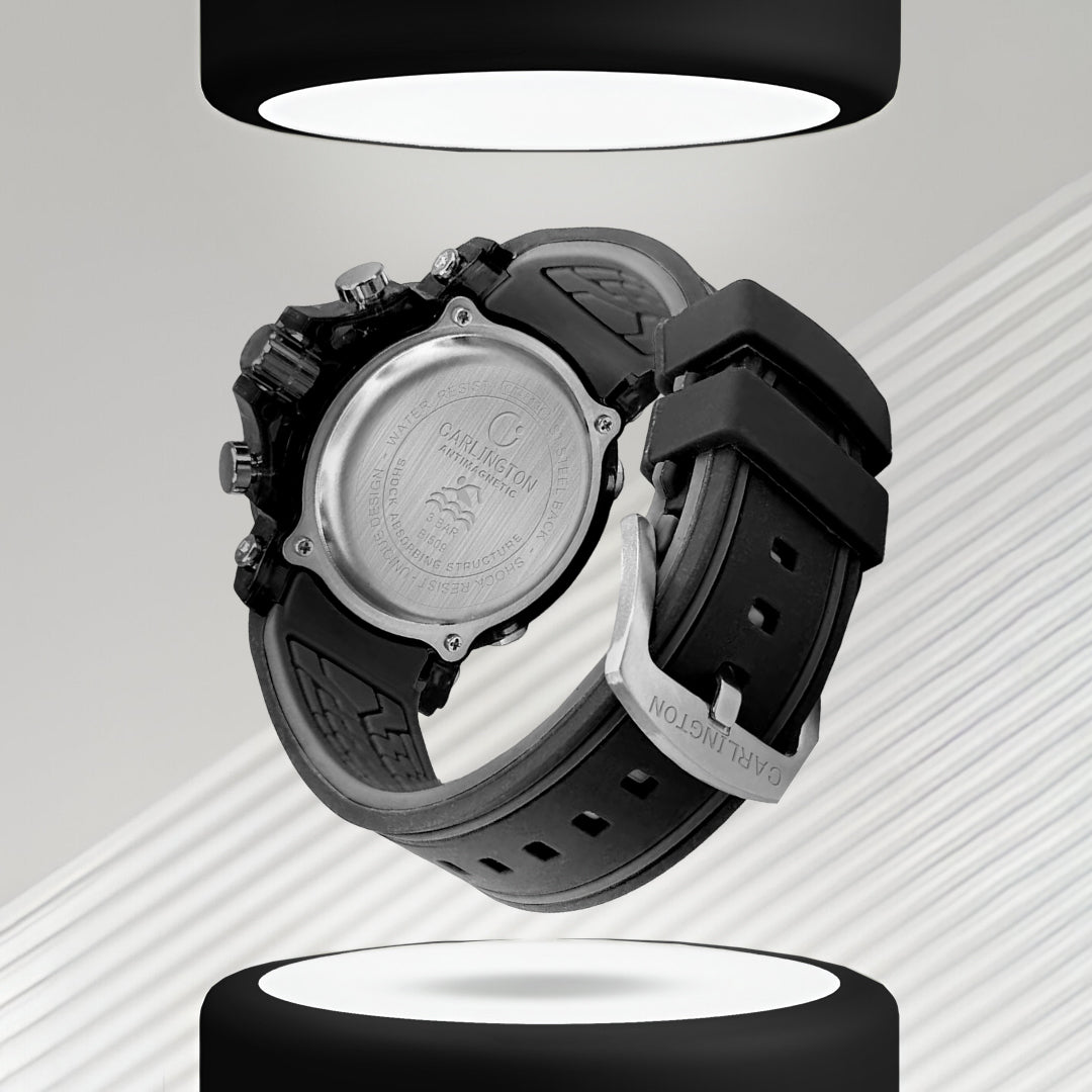 Carlington Velocity Series Analog-Digital Sports Watches for Men and Boys with Alarm, Stopwatch, Backlit Display, Dualtime, Silicone Rubber Strap, Water & Shock Resiatant - CT_8140