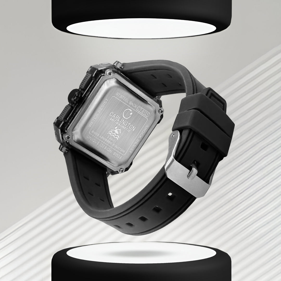 Carlington Velocity Series Analog-Digital Sports Watches for Men and Boys with Alarm, Stopwatch, Backlit Display, Dualtime, Silicone Rubber Strap, Water & Shock Resiatant - CT_8121
