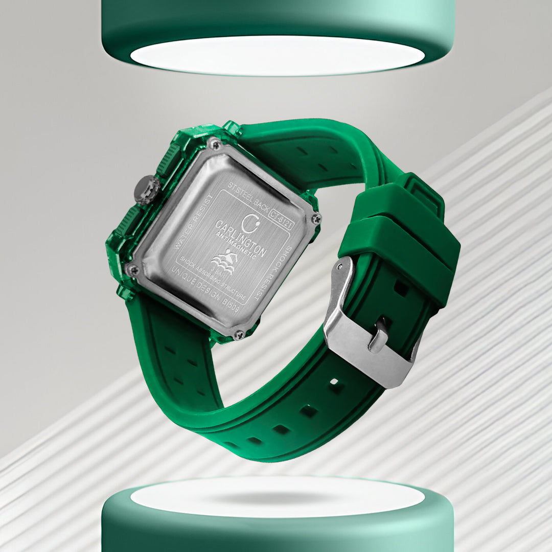 Carlington Velocity Series Analog-Digital Sports Watches for Men and Boys with Alarm, Stopwatch, Backlit Display, Dualtime, Silicone Rubber Strap, Water & Shock Resiatant - CT_8121