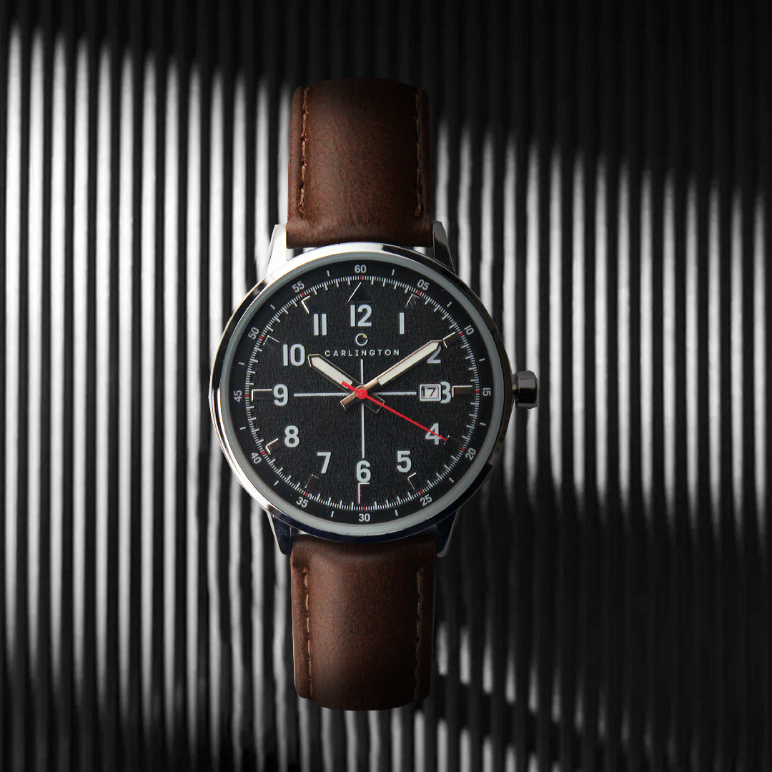 Carlington Aristocrat Series Analog Date Watches for Men with Premium Leather Strap - CT 1075