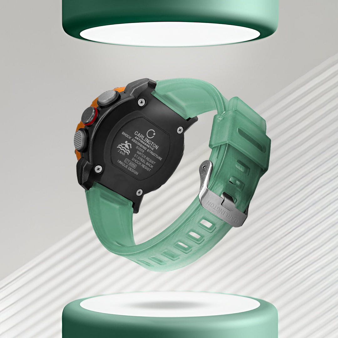 Carlington Velocity Series Analog-Digital Sports Watches for Men and Boys with Alarm, Stopwatch, Backlit Display, Dualtime, Silicone Rubber Strap, Water & Shock Resiatant - CT_8058