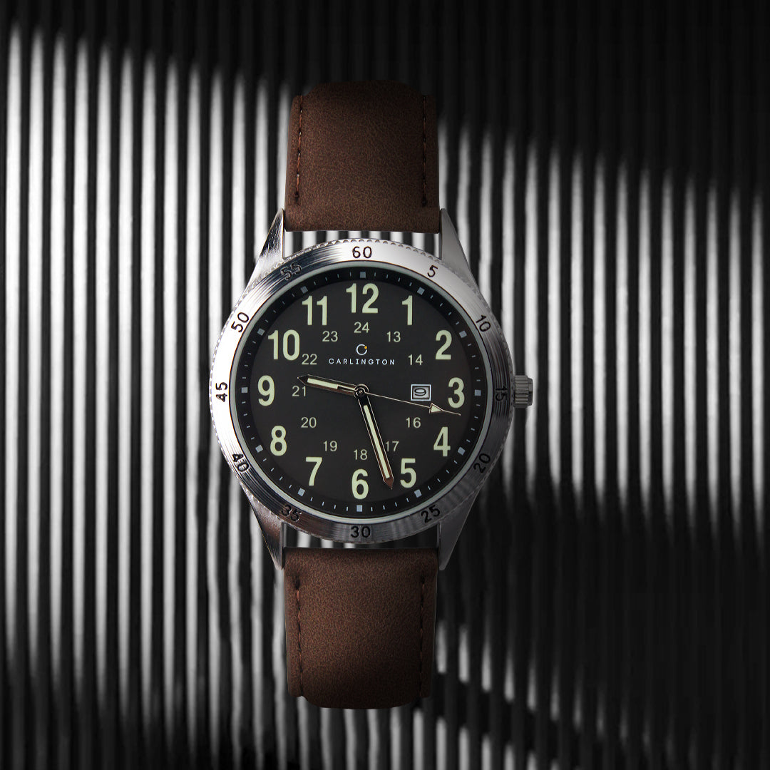 Carlington Aristocrat Series Analog Date Watches for Men with Premium Leather Strap - CT 1076