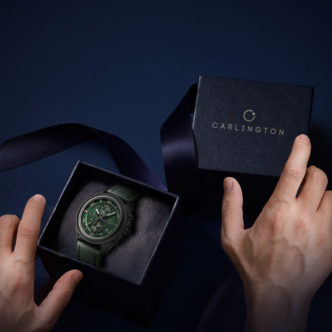 Carlington Nitro Analog Chronograph Men’s Premium Leather Strap Wrist Watch | Quartz Movement | Water & Shock Resistant Watch for Men | Casual & Formal Wear - CT_8075
