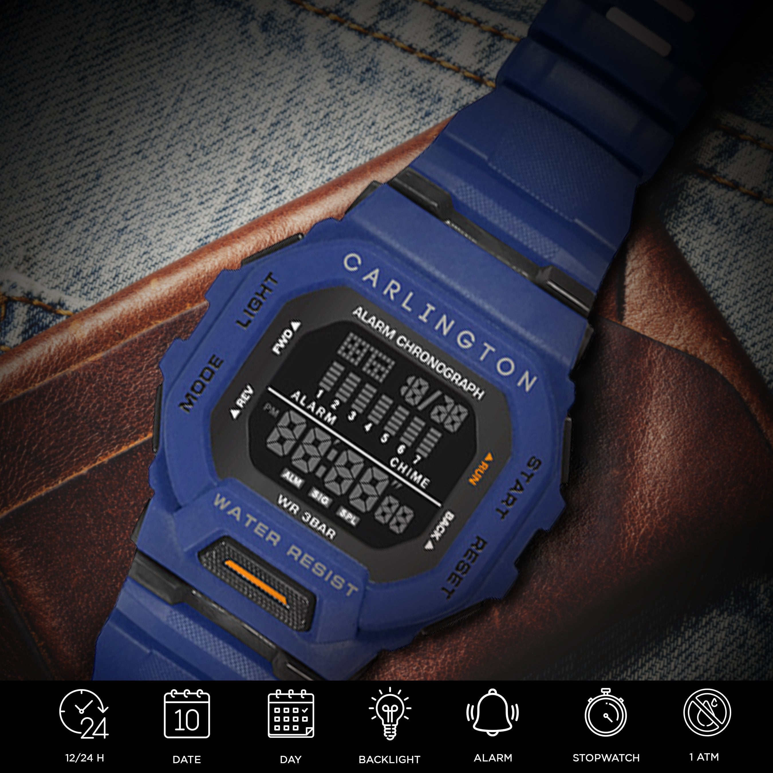 Endurance Series Men Digital Black Dial Silicone Strap Sports Watch CT_2106
