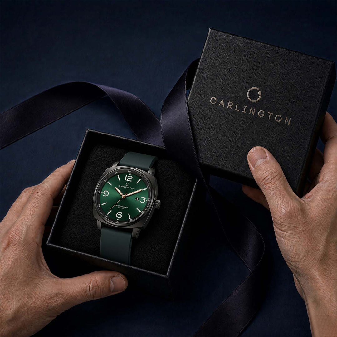 Carlington ASTRO 054 Geodetic Green – Premium Men's Chronograph-Style Analog Quartz Watch