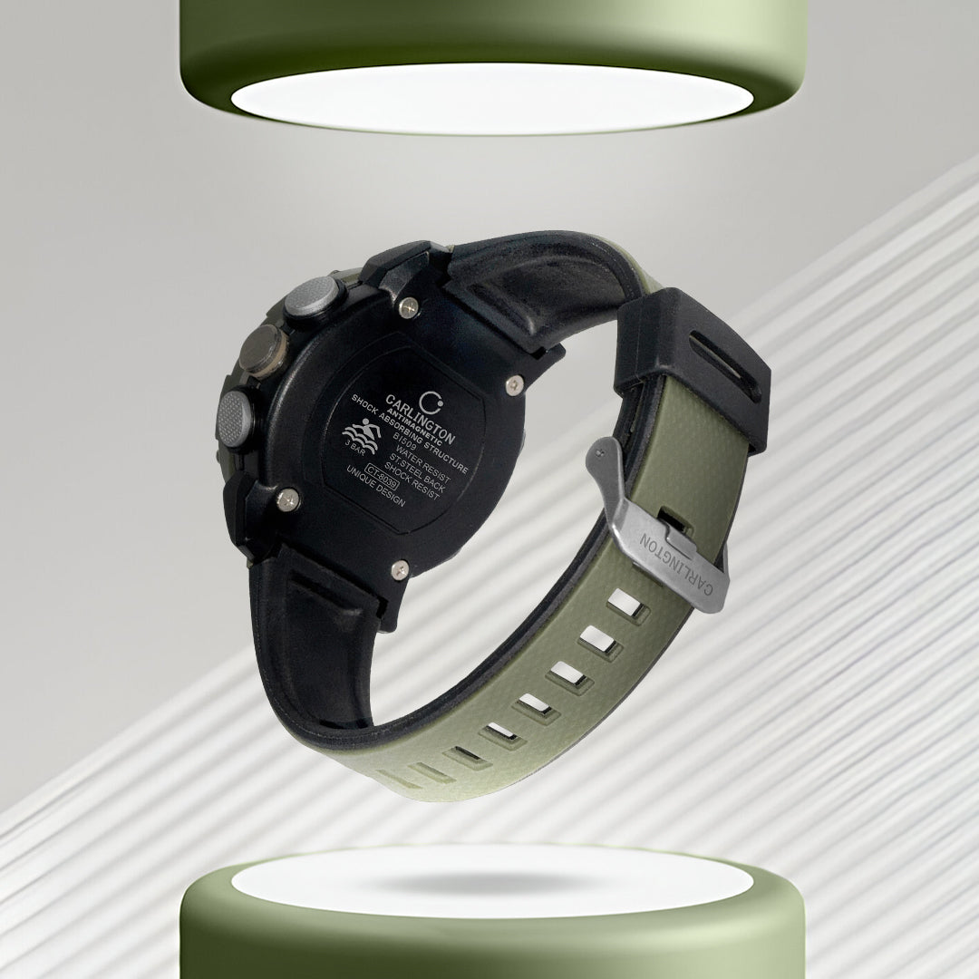 Carlington Velocity Series Analog-Digital Sports Watches for Men and Boys with Alarm, Stopwatch, Backlit Display, Dualtime, Silicone Rubber Strap, Water & Shock Resiatant - CT_8039