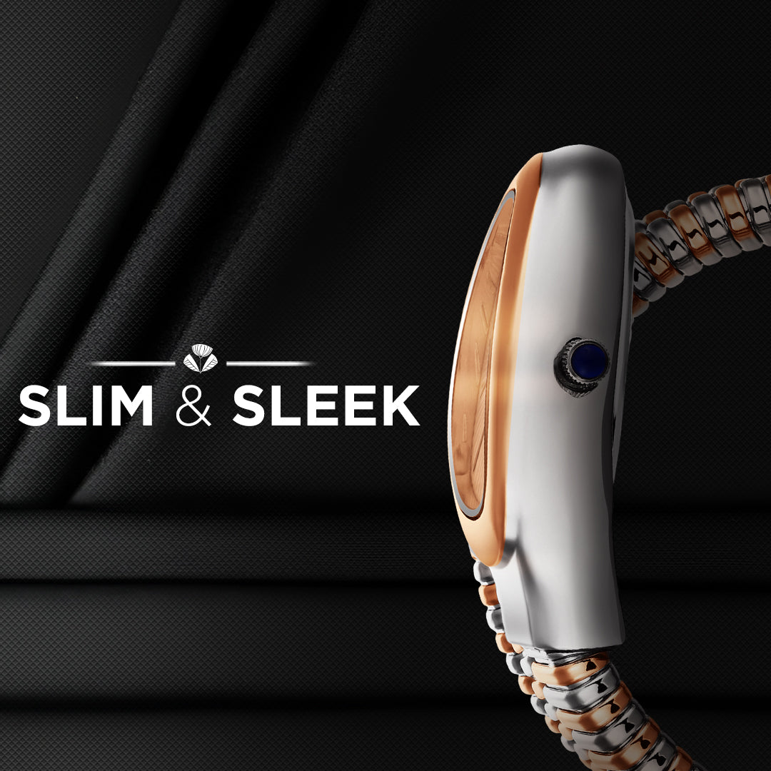 Carlington Scarlet Collection Women’s Analog Oval Dial Rose Gold Two Tone Stainless Steel Strap Watch – Wristwatch with Gift Box - CT 501 Two Tone Rose