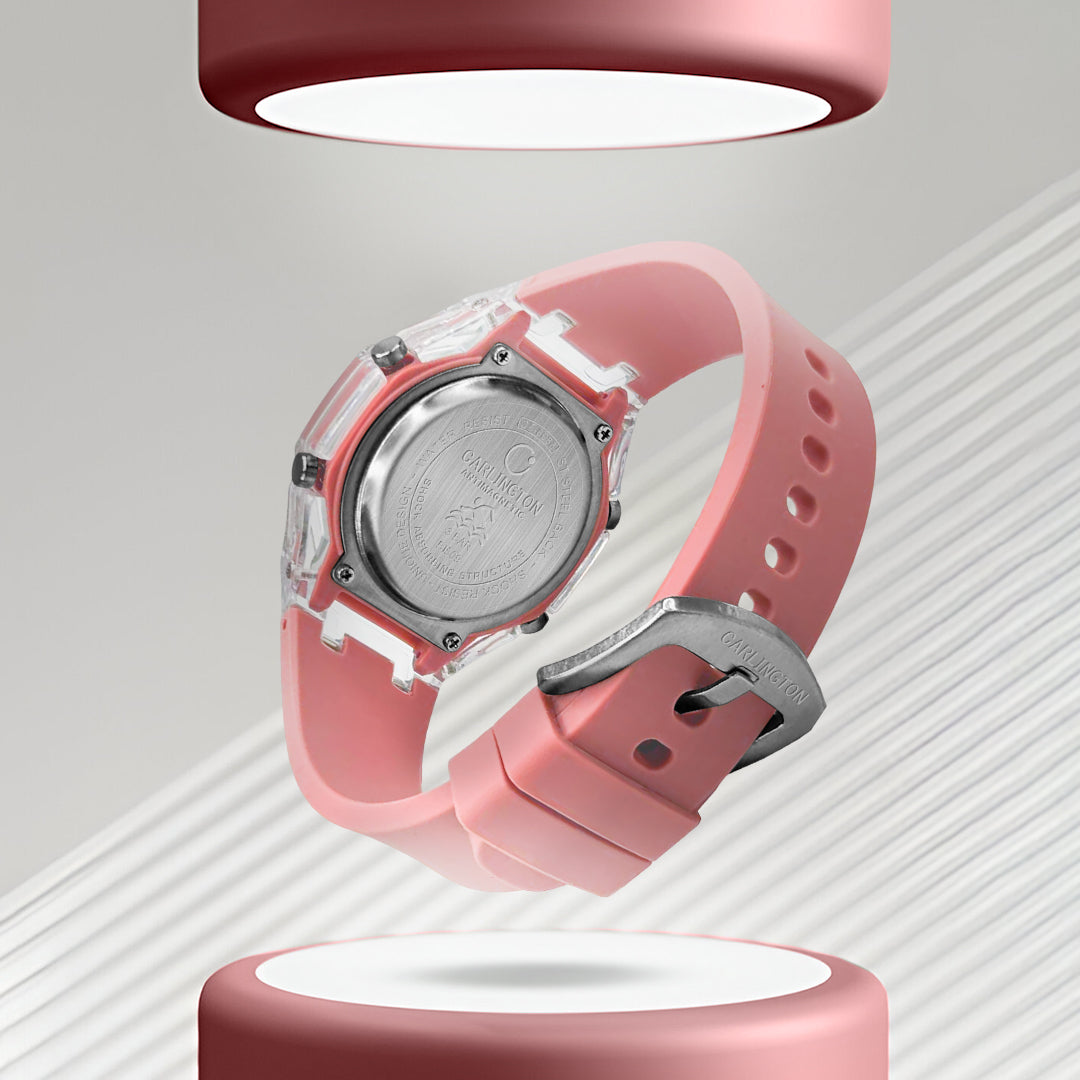 Carlington Velocity Series Analog-Digital Sports Watches for Women and Girls with Alarm, Stopwatch, Backlit Display, Dualtime, Silicone Rubber Strap, Water &amp; Shock Resiatant - CT_8088