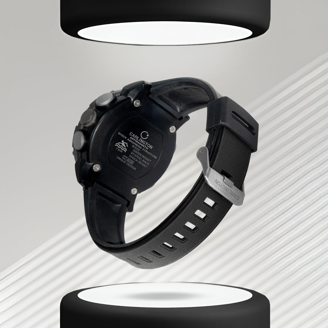 Carlington Velocity Series Analog-Digital Sports Watches for Men and Boys with Alarm, Stopwatch, Backlit Display, Dualtime, Silicone Rubber Strap, Water & Shock Resiatant - CT_8039